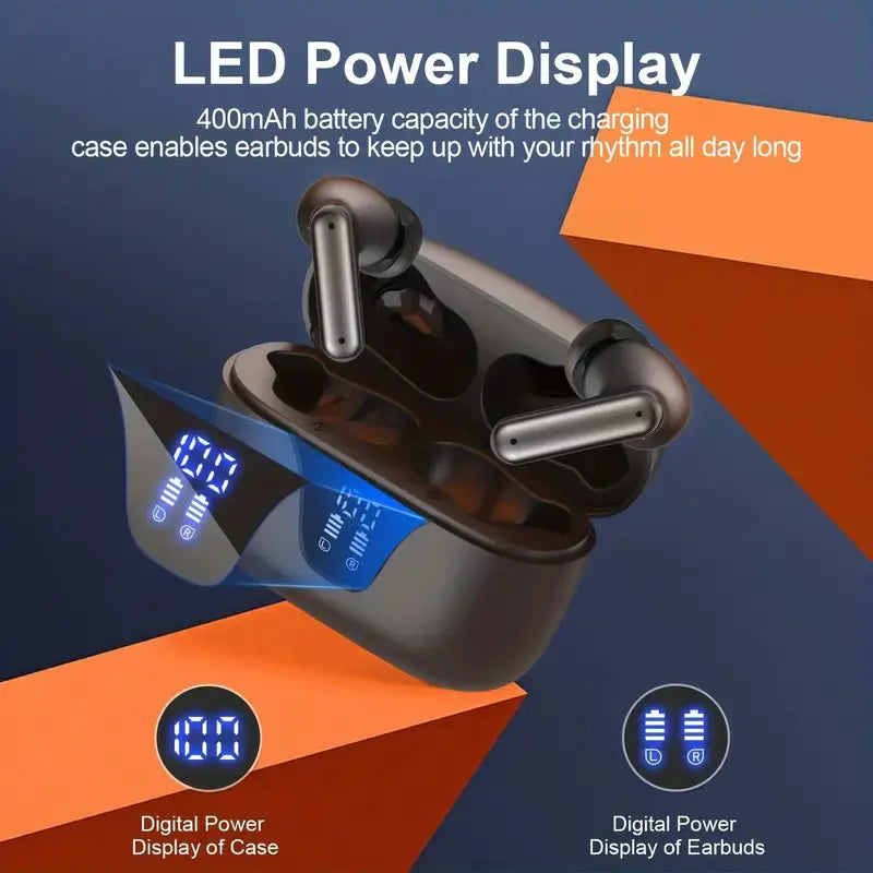 Auriculares Inalámbricos Cuánticos • 60H de Energía • Pantalla LED Inteligente